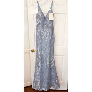 Mac Duggal 50725 Powder Blue Trumpet Gown Size 2- Sample